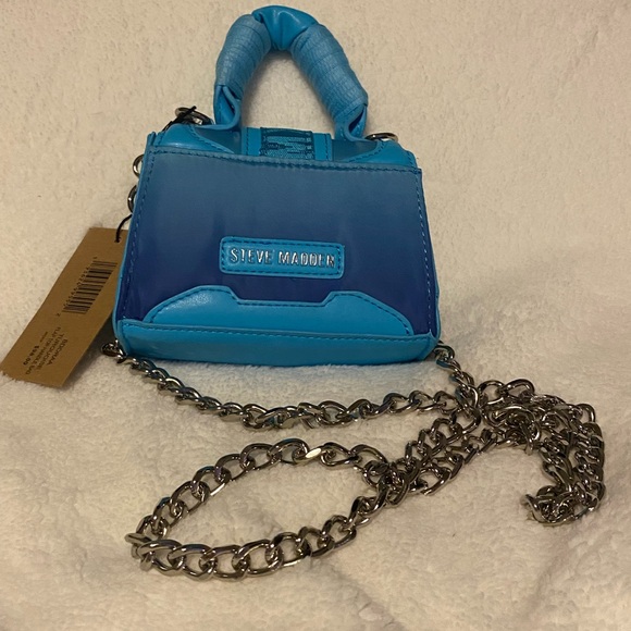 NWT Stave Madden BDORAA Turquoise Micro Mini Silver Chain Bag - Picture 5 of 11